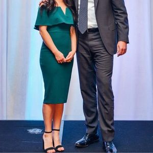 Le Chateau Bardot Dress in Emerld Green